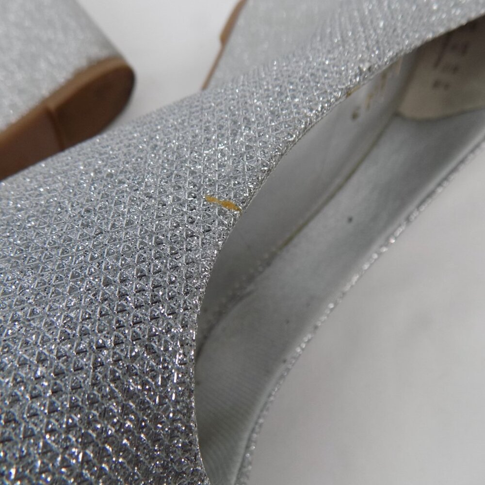 Ankis Silver Glitter Women Shoe Size 9.5 Slip On Wedge Heels Closed Toe - Picture 6 of 10